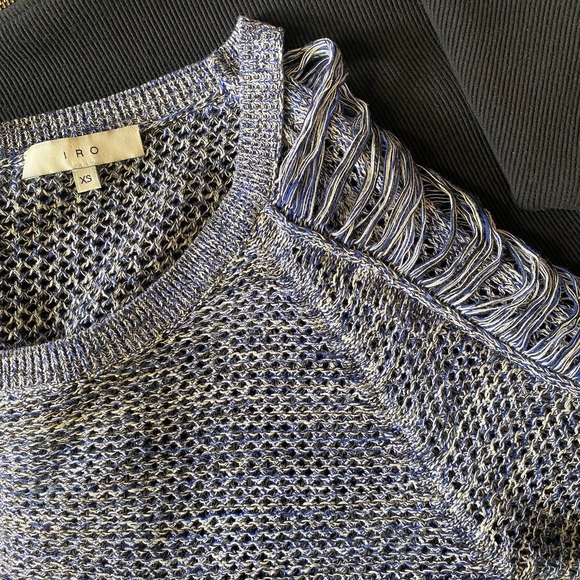 IRO Yana Open Knit Shredded Sleeve Sweater Size XS - Picture 7 of 11